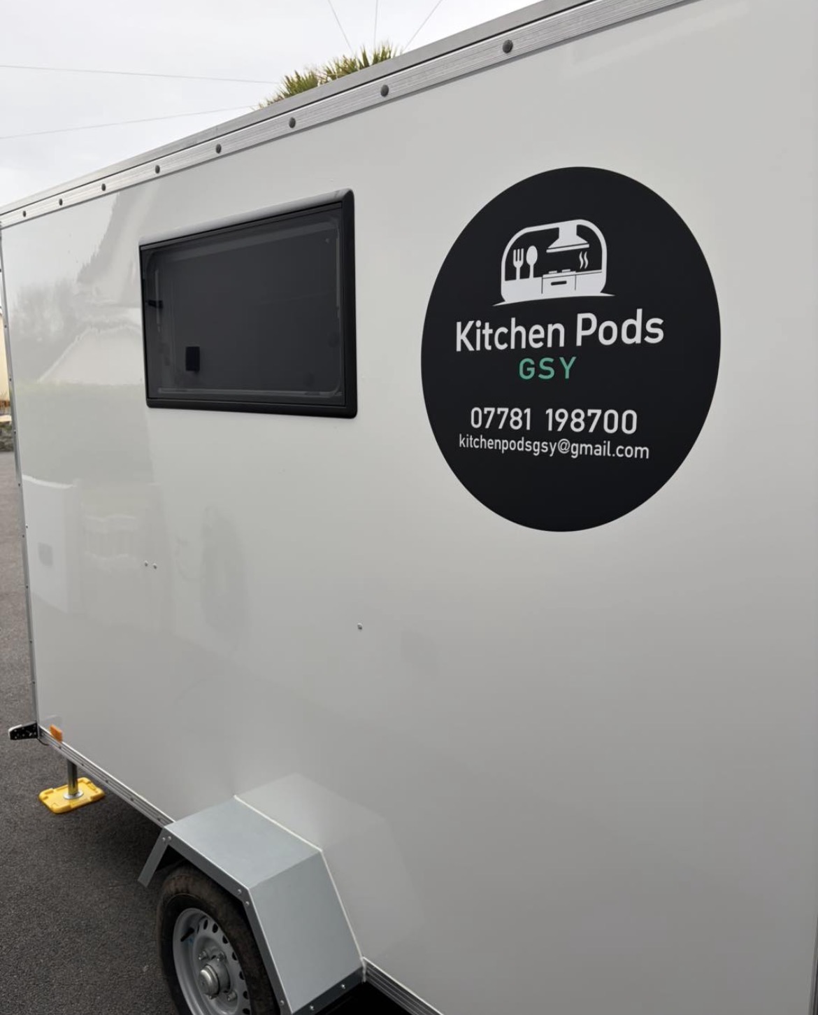 Family using temporary kitchen